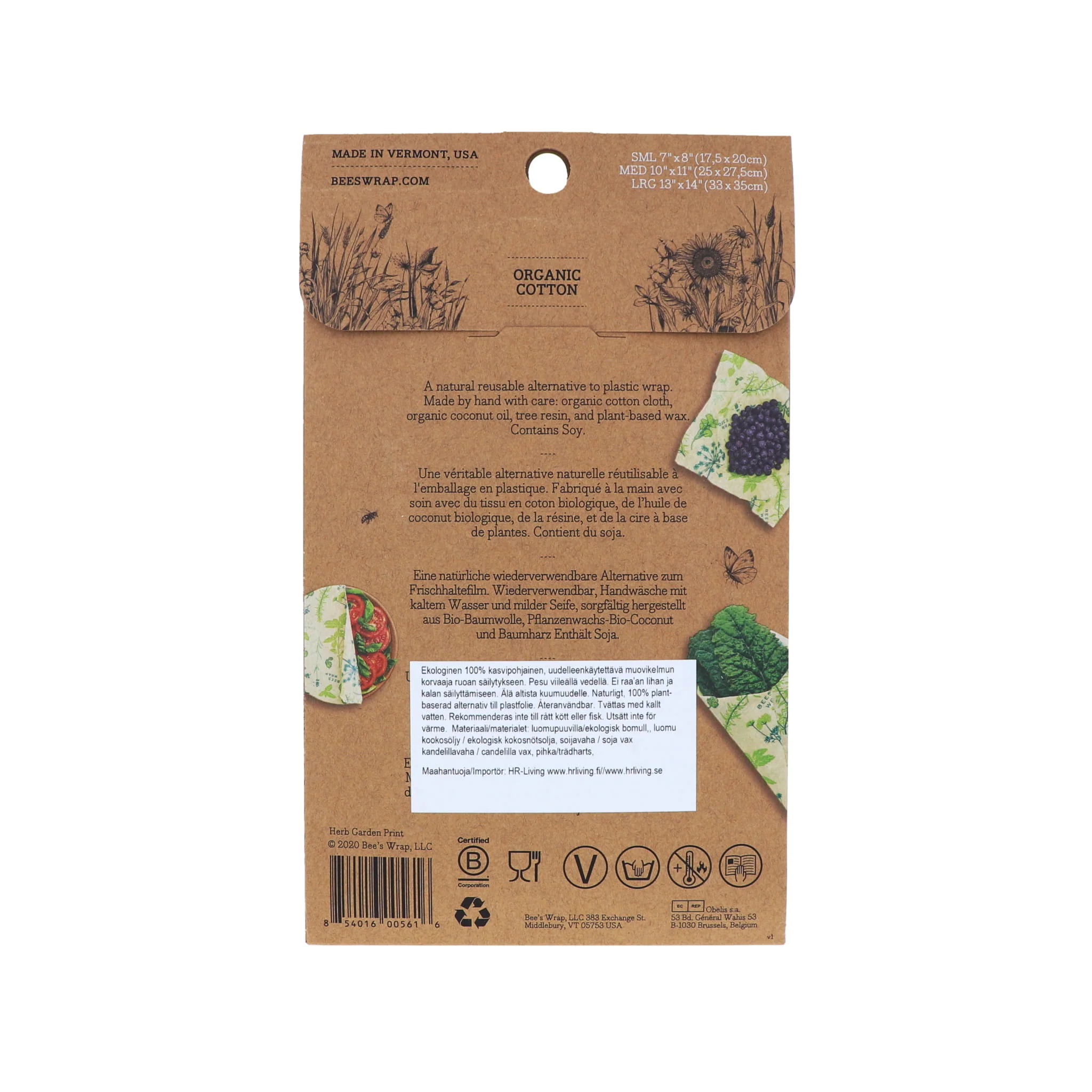 Reusable Food Wrap, 3-pack, Vegan Herb Garden - Image 3