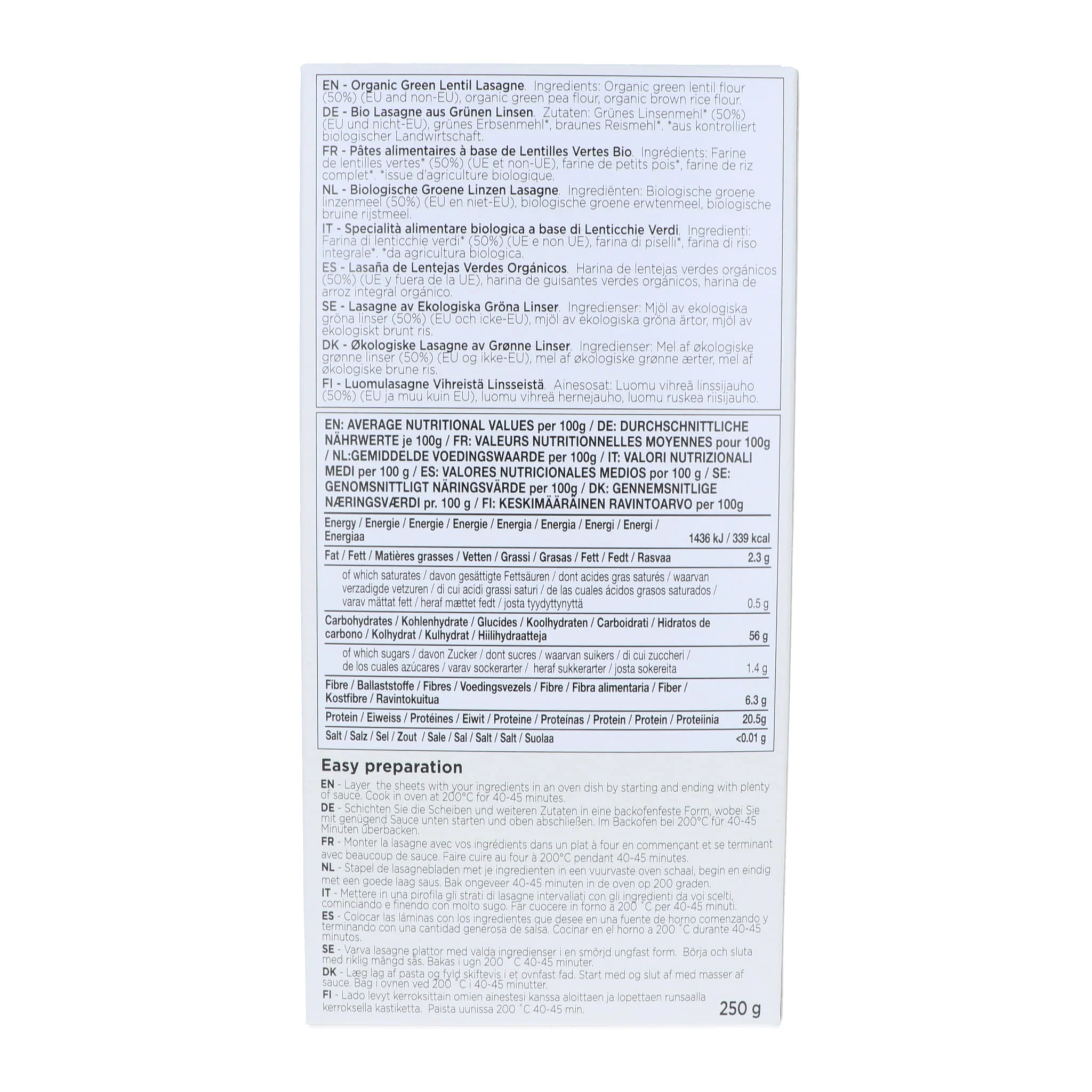Green lentil lasagna sheets, 250 g - Image 3