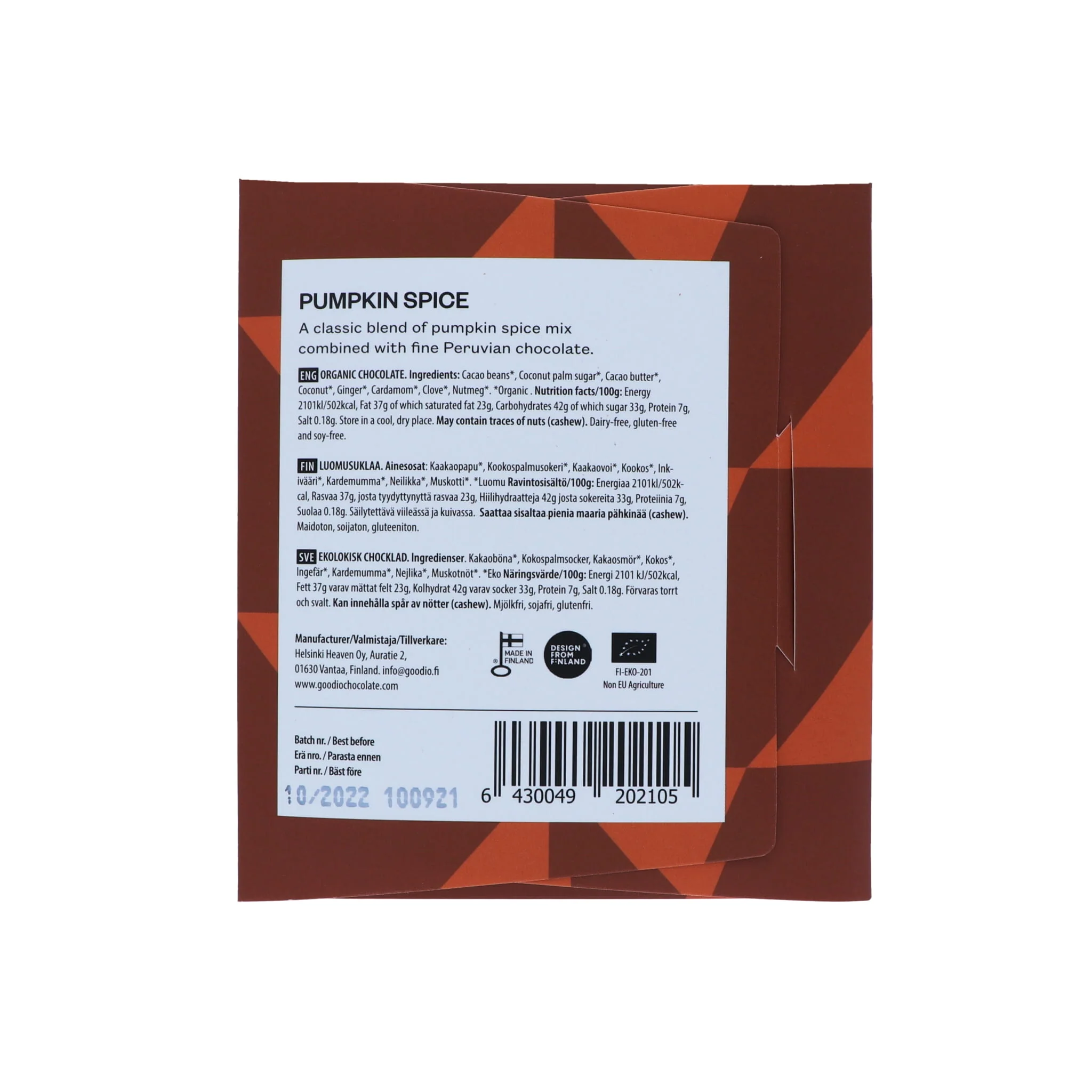 Pumpkin Spice chocolate, 48 g - Image 2