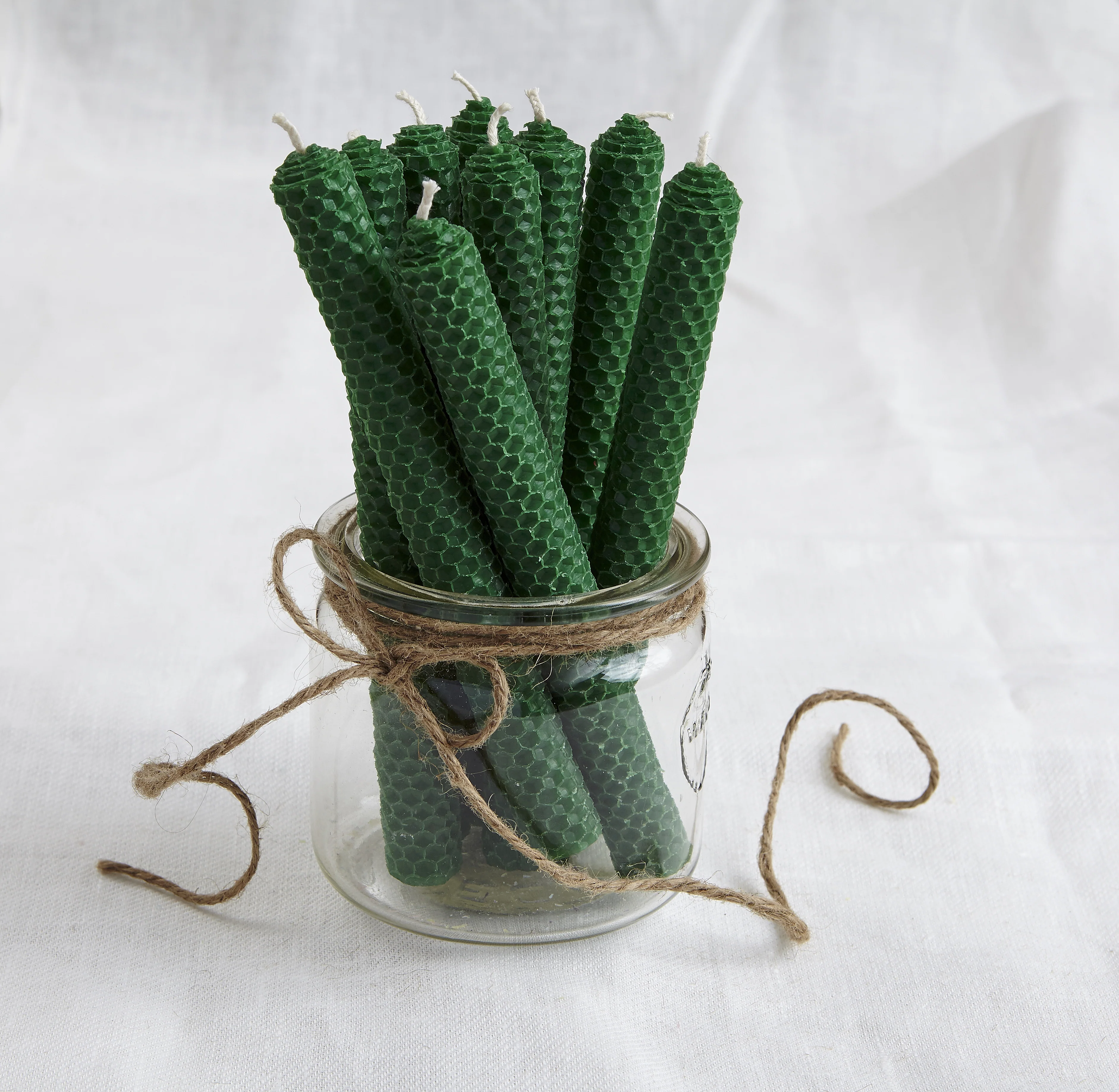 Beeswax Candles, Dark Green, 4 pcs