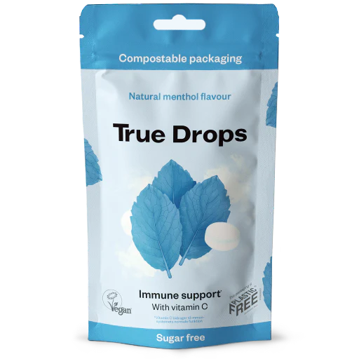 Throat pastille, menthol + vitamin C (True Drops), 70 g